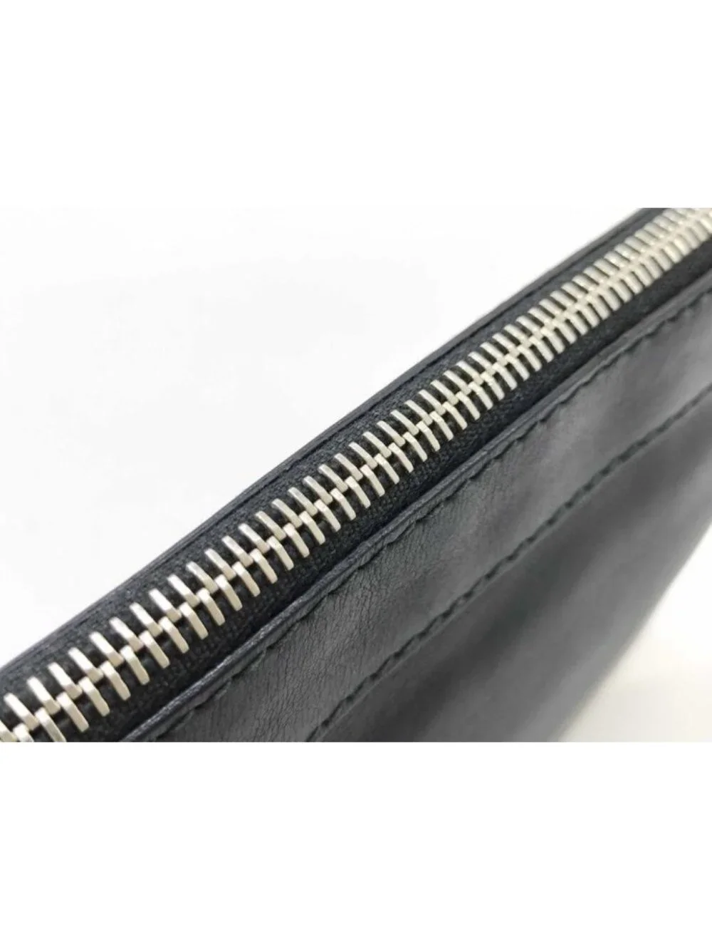 Balenciaga Clutch Navy Clip Black Leather Silver